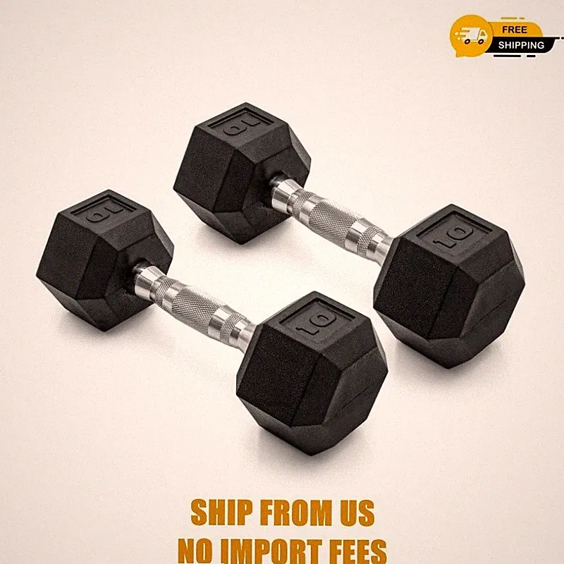 CAP Barbell, 10lb Coated Rubber Hex Dumbbell, Pair (No-Roll Design, Ergonomic St