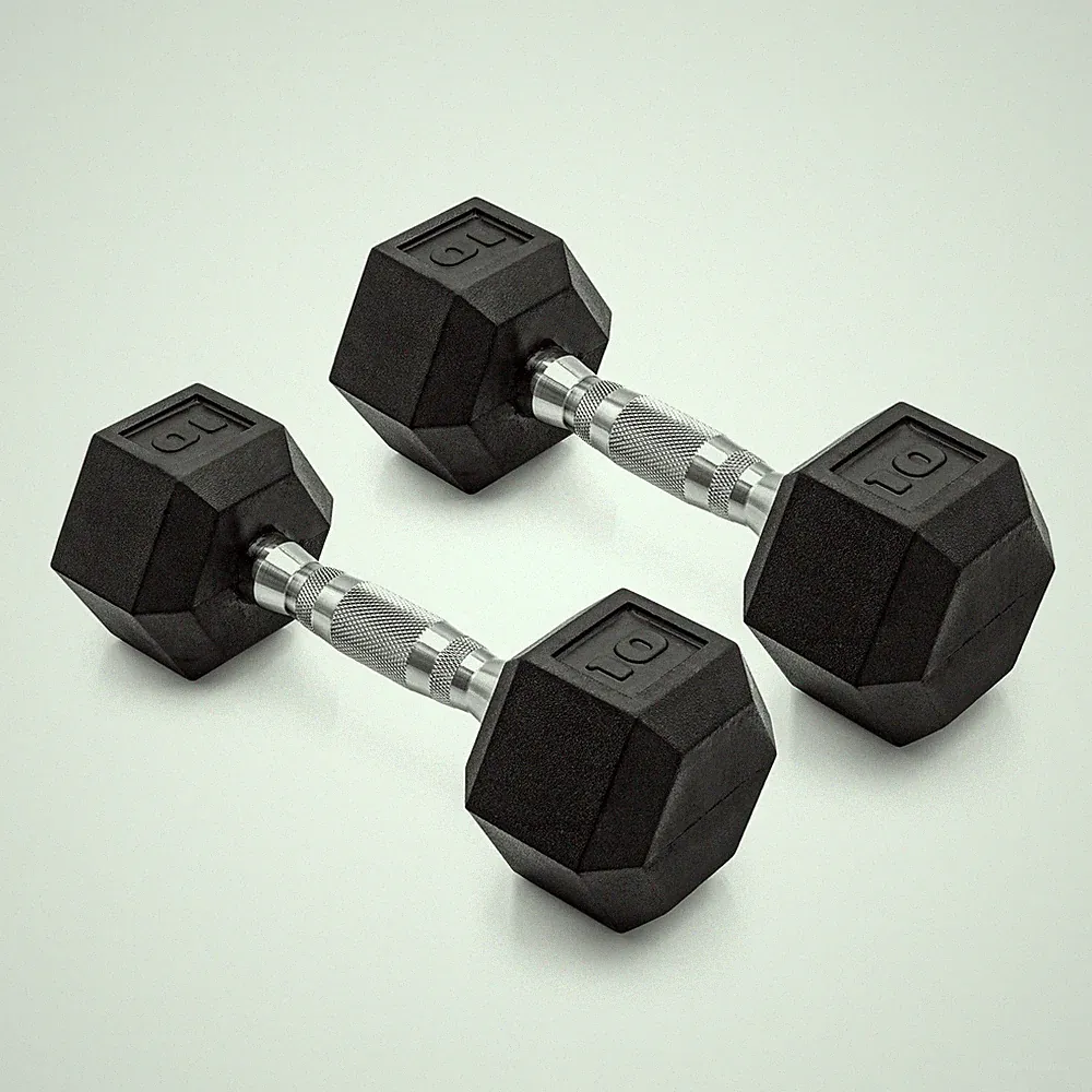 CAP Barbell, 10lb Coated Rubber Hex Dumbbell, Pair (No-Roll Design, Ergonomic St
