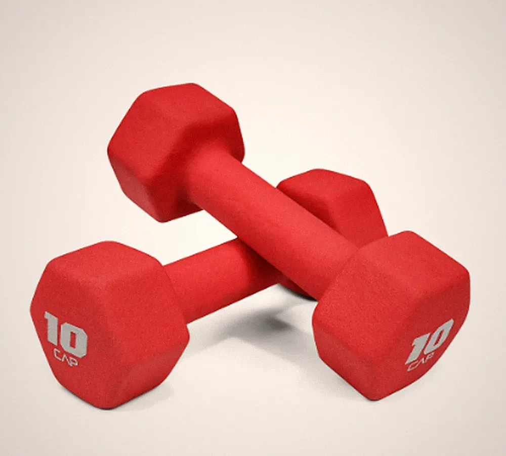 CAP Barbell 10lb Red Neoprene Dumbbells Pair Hex Comfort Grip Weight Set