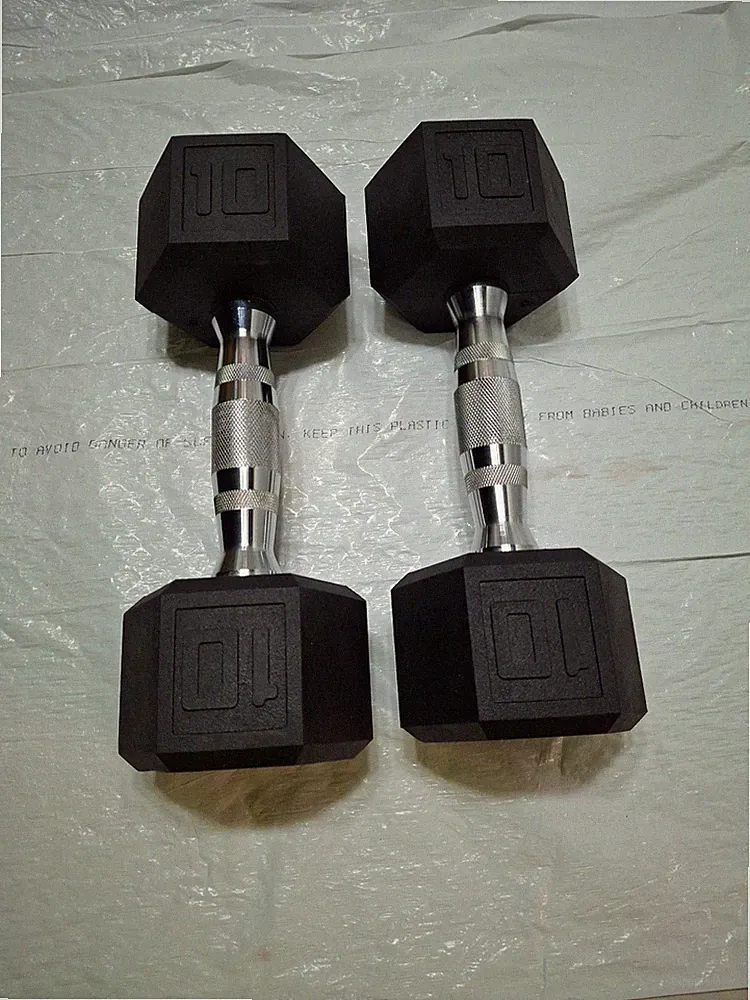 CAP Barbell 10lb Rubber Hex Dumbbells - Pair (20 lbs Total) - Black Weights