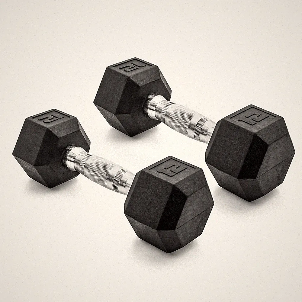 CAP Barbell 12 lb Rubber Hex Dumbbells Pair No-Roll Ergonomic Handle