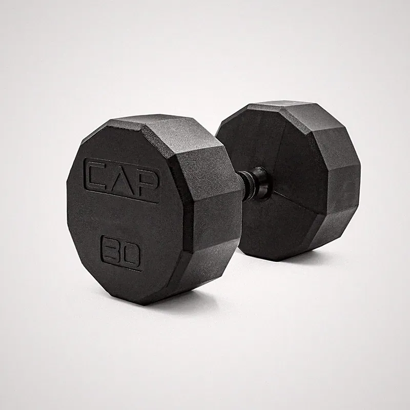 Cap Barbell 12-Sided Coated Dumbbell Black Handle Single 30 Lb Sdr6Bis-030