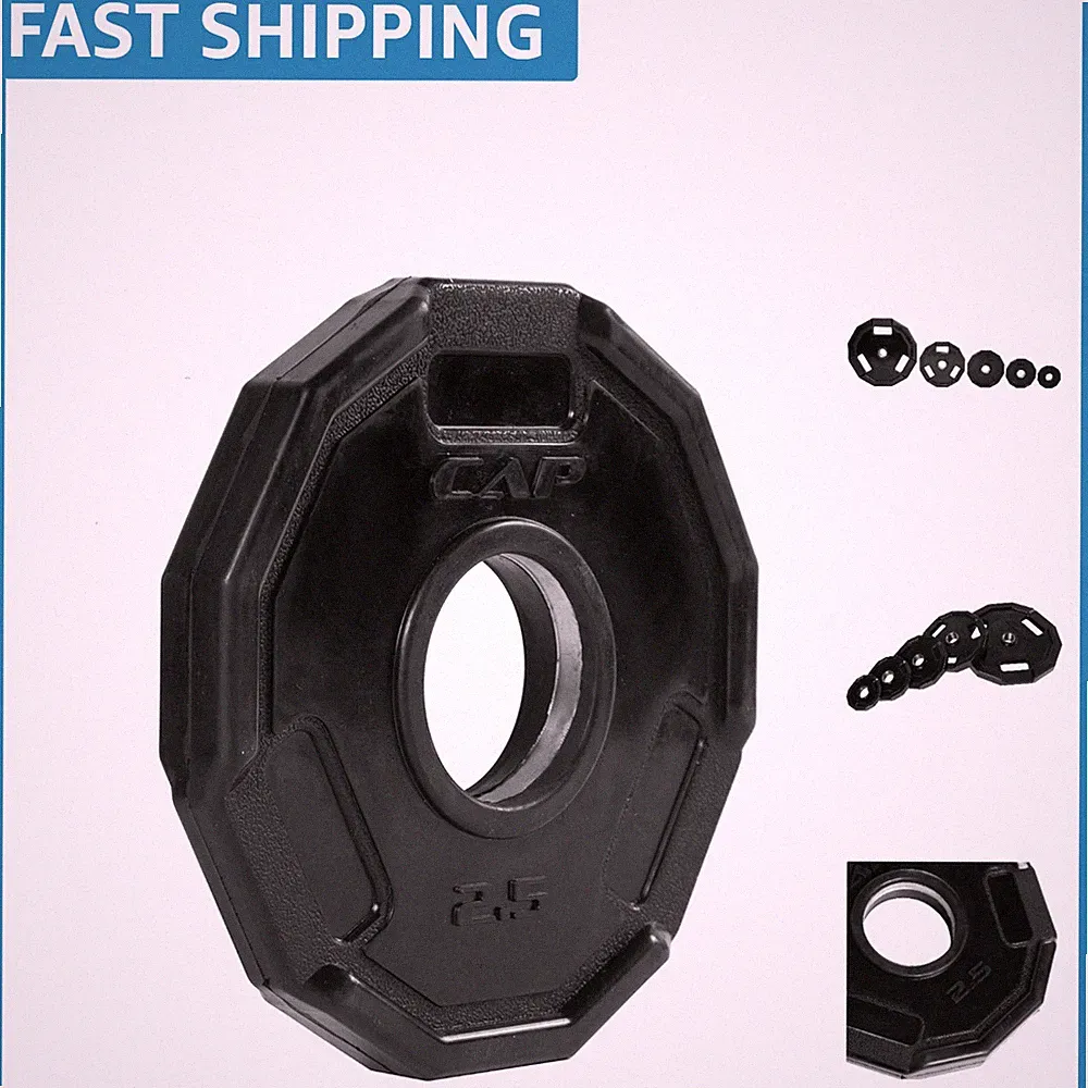 CAP Barbell 12-Sided Rubber Weight Plates in Black, Ideal for Strength Training