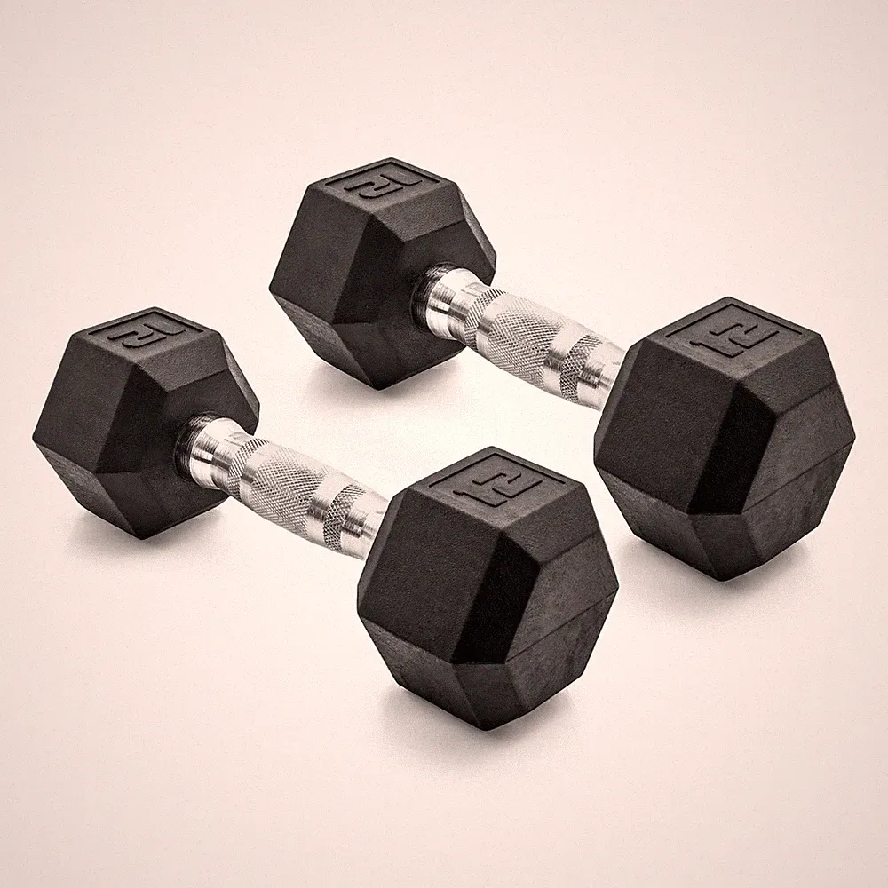 CAP Barbell, 12lb Coated Rubber Hex Dumbbell, Pair (No-Roll Design