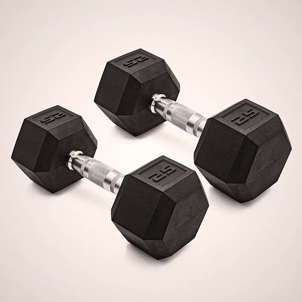 CAP Barbell, 12lb Coated Rubber Hex Dumbbell, Pair (No-Roll Design)