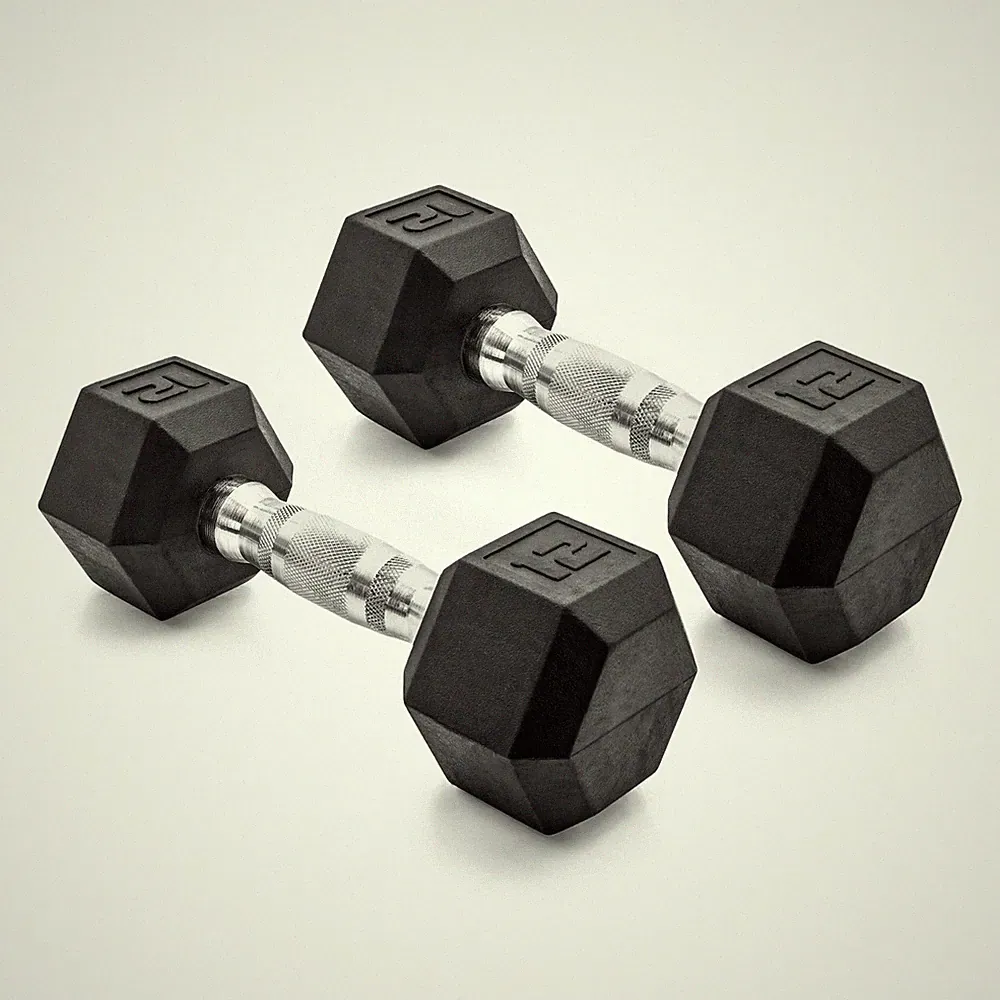 CAP Barbell, 12lb Coated Rubber Hex Dumbbell, Pair (No-Roll Design, Ergonomic St