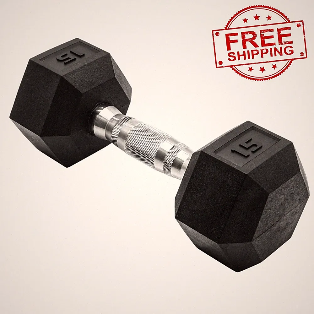 CAP Barbell 15 lb Hex Dumbbell Rubber Coated Single Weight Home Gym