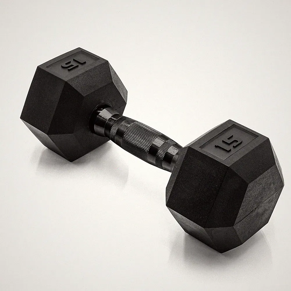CAP Barbell 15 LB Rubber Coated Hex Dumbbell Hand Weight - 15 lb, Black