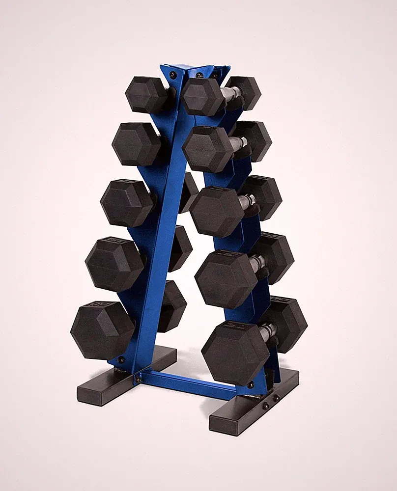 CAP Barbell 150 LB Coated Hex Dumbbell Weight Set with Vertical Rac... Fast Ship