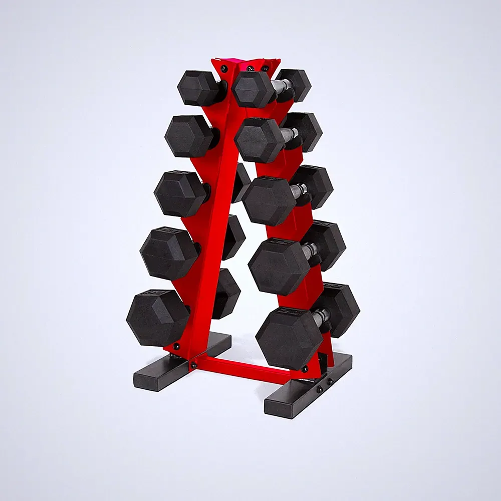 CAP Barbell 150 LB Coated Hex Dumbbell Weight Set with Vertical Rack | Multip...