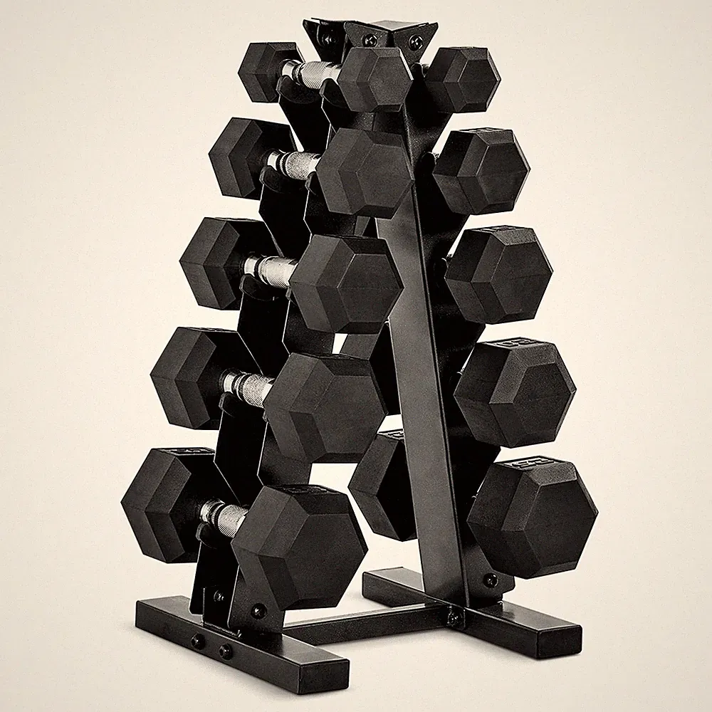 CAP Barbell 150 lb Rubber Coated Hex Dumbbell Set 150 Lb - Set, Black Rack