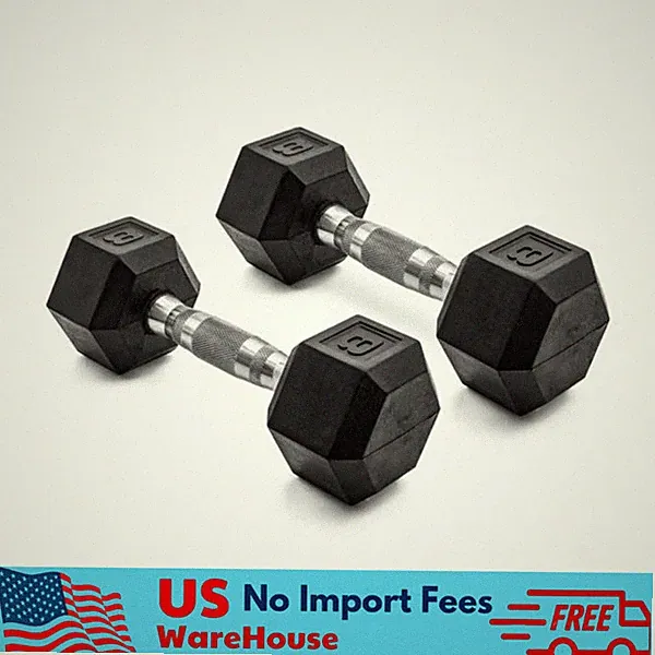 CAP Barbell, 15lb Coated Rubber Hex Dumbbell, Pair, Ergonomic Steel Handle