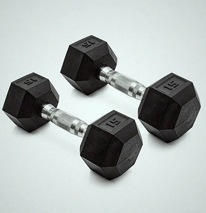 CAP Barbell 15lb Coated Rubber Hex Dumbbells – Pair