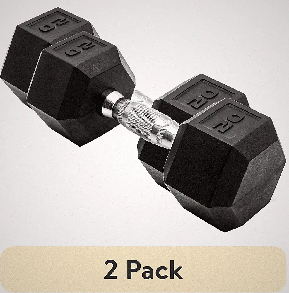 CAP Barbell, 20lb Rubber Hex Dumbbell, Single (2 pack)