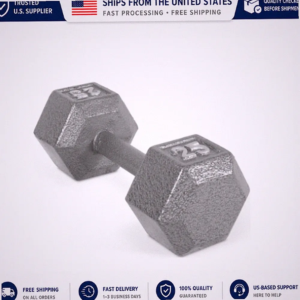 CAP Barbell 25lb Cast Iron Hex Dumbbell Single Weight Black Anti-Roll Handle