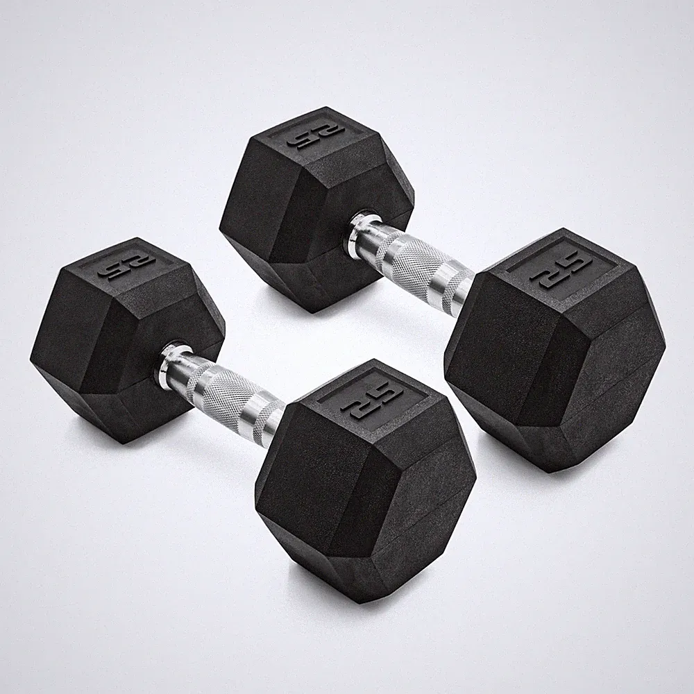 CAP Barbell, 25lb Coated Rubber Hex Dumbbell, Pair (No-Roll Design...
