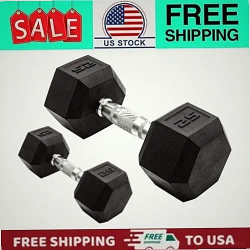 CAP Barbell, 25lb Rubber Hex Dumbbell, Pair
