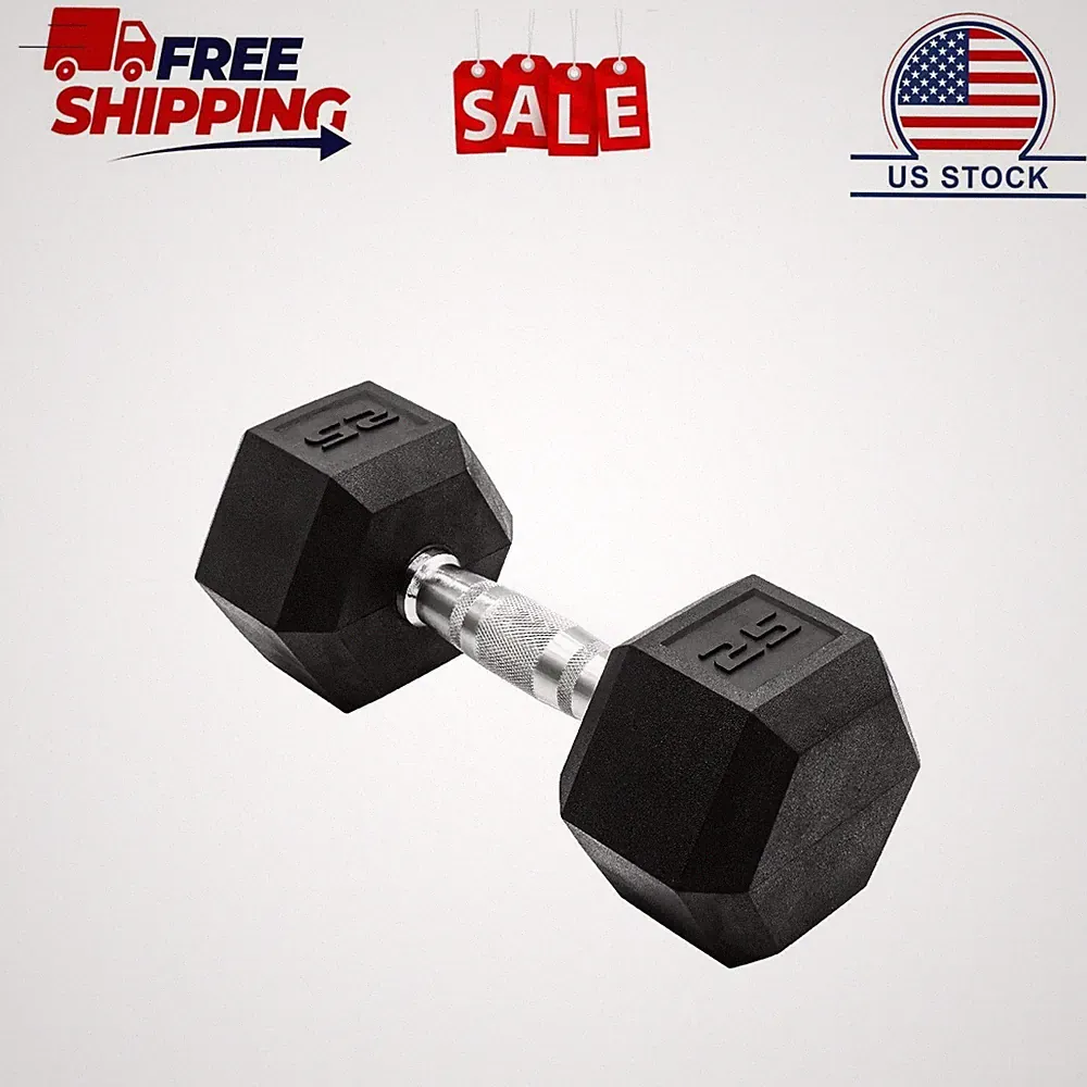 CAP Barbell, 25lb Rubber Hex Dumbbell, Single