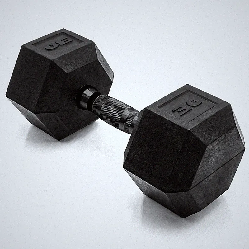 Cap Barbell 30 Lb Rubber Coated Hex Dumbbell Hand Weight - Single Black Handle