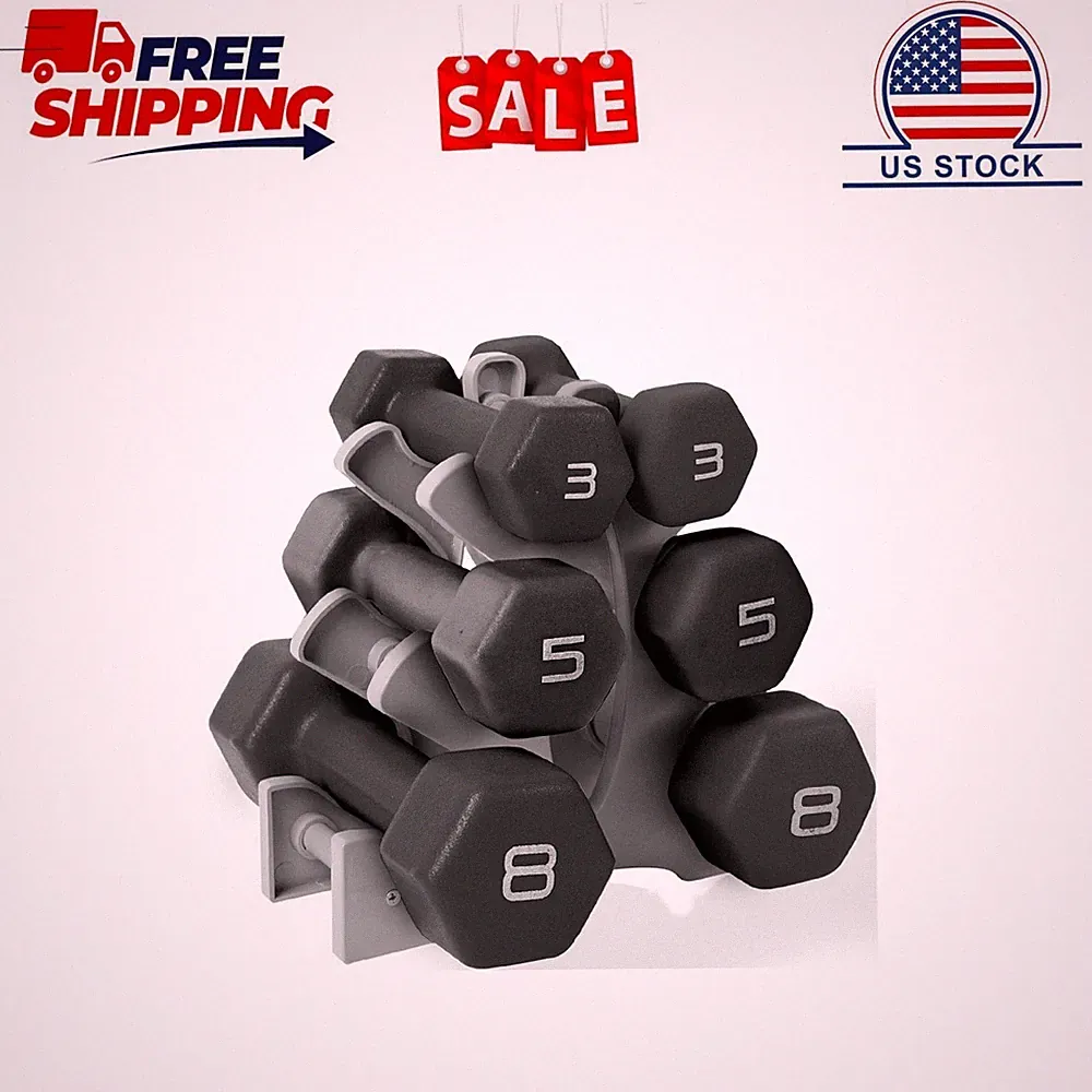 CAP Barbell 32 lb Neoprene Dumbbell Set with Rack, Black