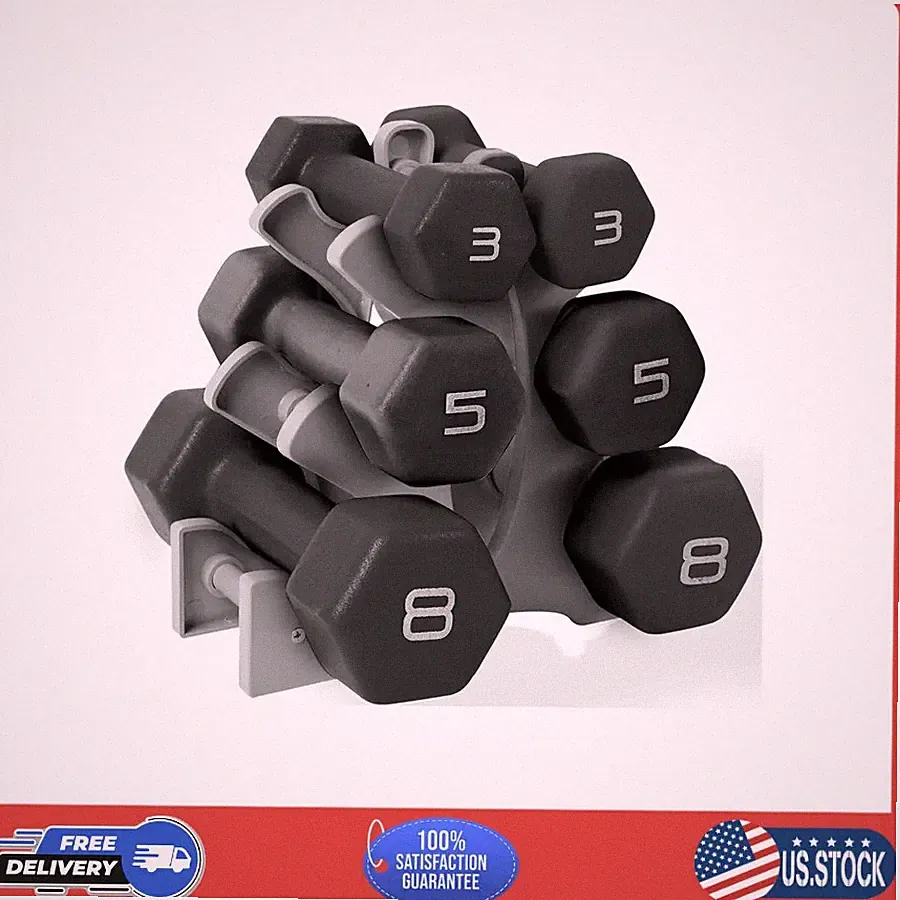 CAP Barbell 32 lb Neoprene Dumbbell Set with Storage Rack Black