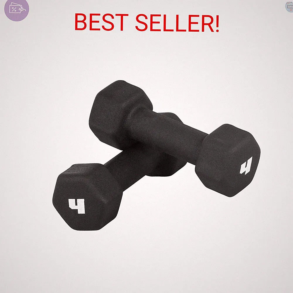 CAP Barbell 4 LB Neoprene Dumbbell Hand Weights - Pair | Black