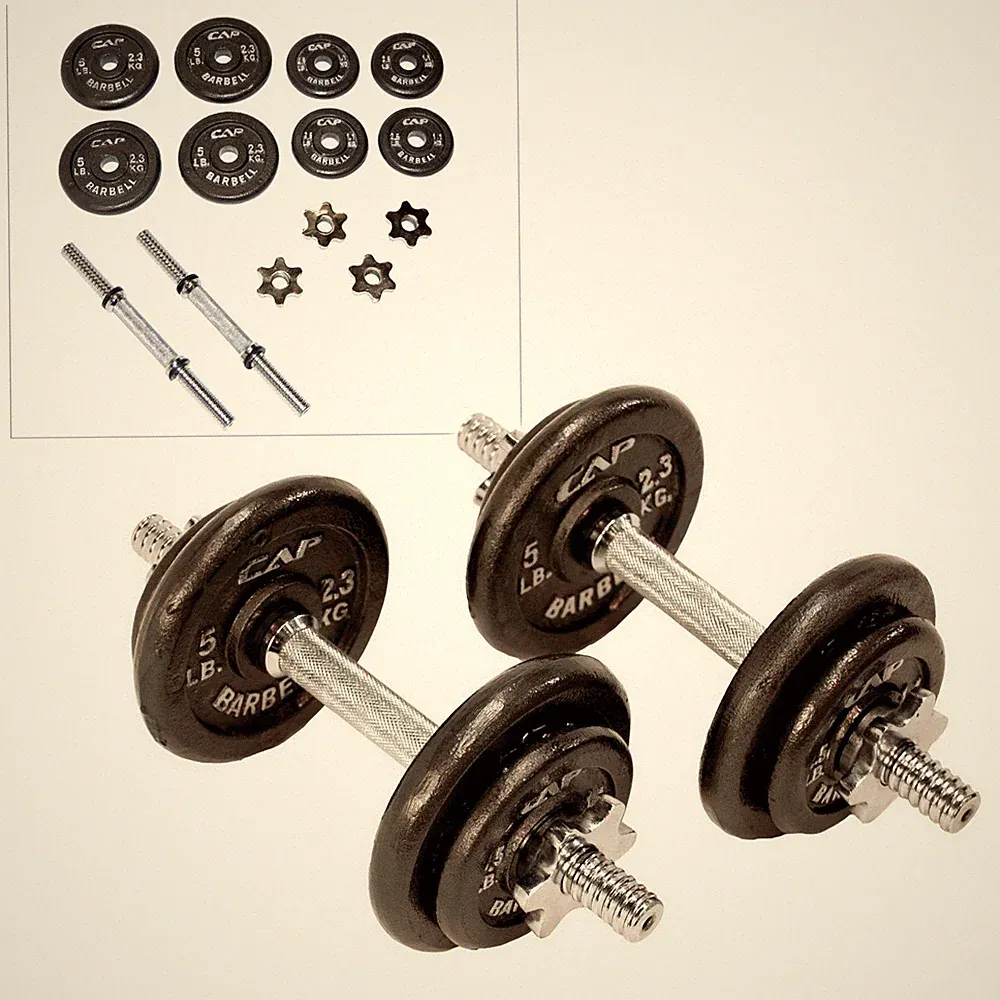 CAP Barbell 40 lb Adjustable Exercise Workout Weight Plates Press Dumbbell Set