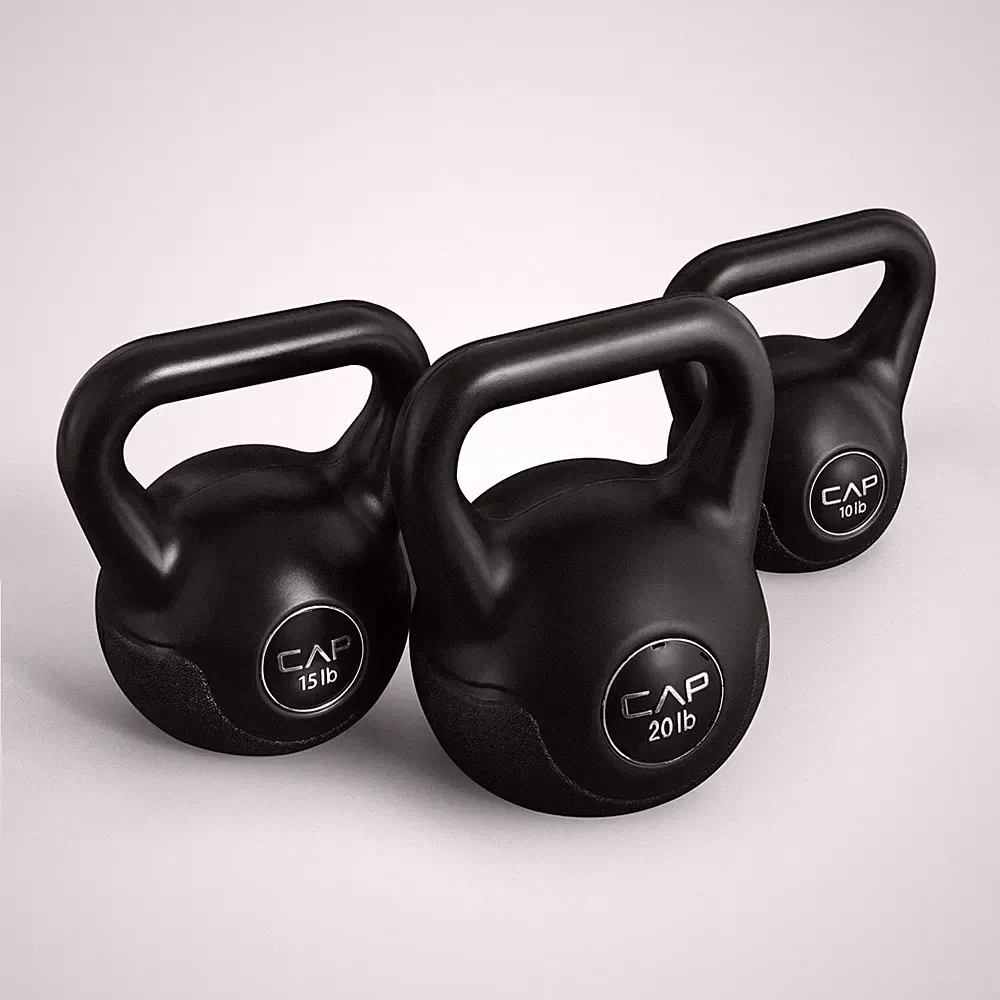 CAP Barbell 45 LB Cement Kettlebell Set – 10 lb, 15 lb & 20 lb Vinyl-Coate
