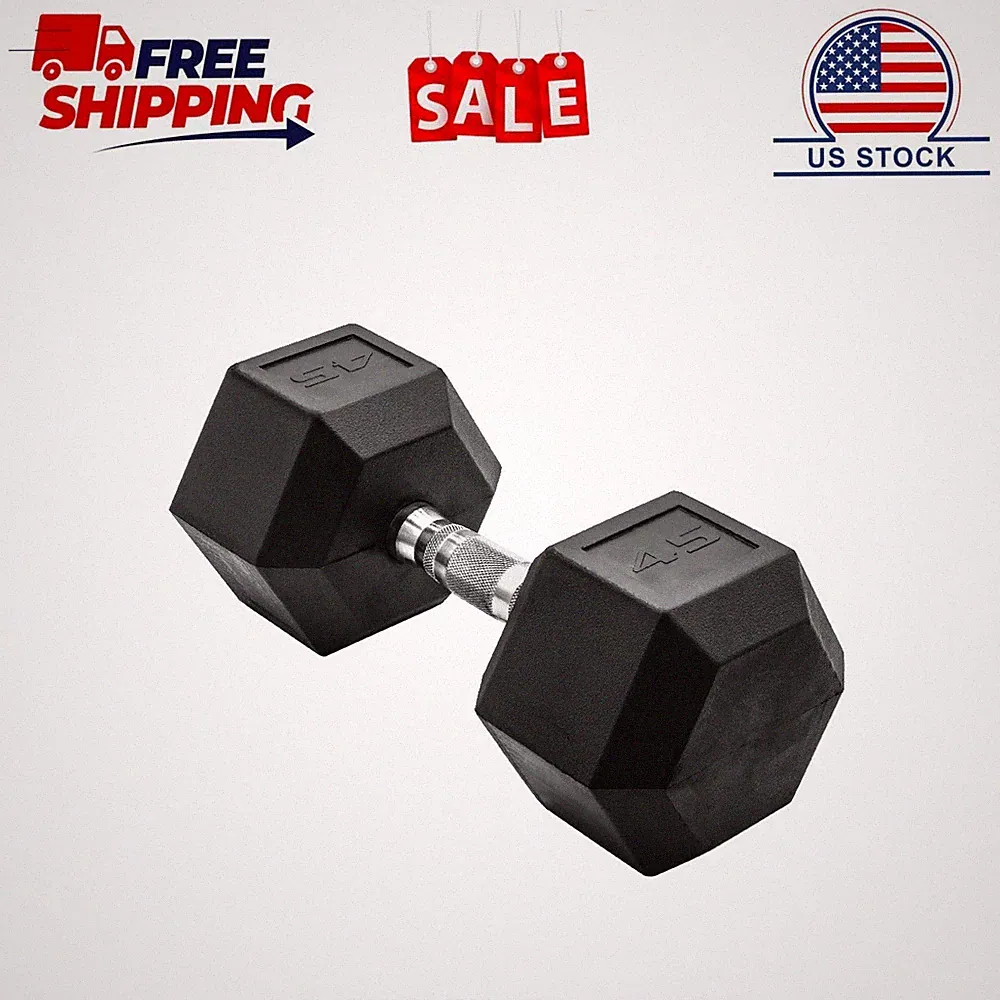 CAP Barbell, 45lb Rubber Hex Dumbbell, Single