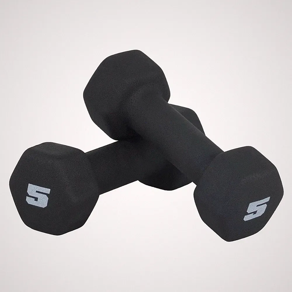CAP Barbell 5 LB Neoprene Dumbbell Hand Weights - Pair | Black