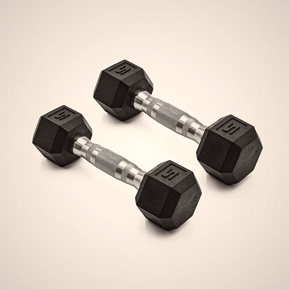CAP Barbell 5lb Coated Rubber Hex Dumbbell Pair No-Roll Ergonomic Steel