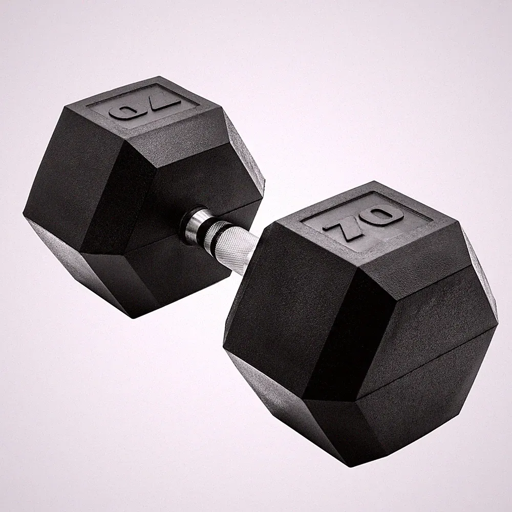 CAP Barbell, 70lb Rubber Hex Dumbbell, Single