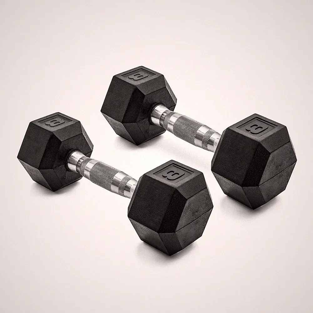 CAP Barbell, 8lb Coated Rubber Hex Dumbbell, Pair