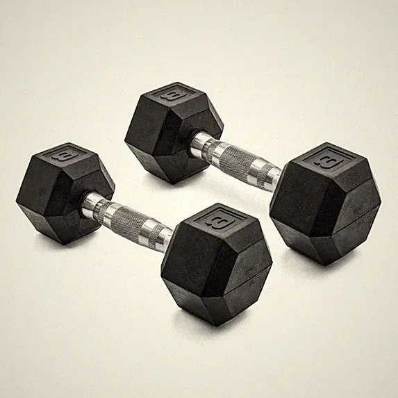 CAP Barbell, 8lb Coated Rubber Hex Dumbbell, Pair (No-Roll Design, Ergonomic Ste
