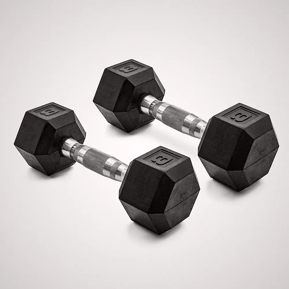 CAP Barbell, 8lb Coated Rubber Hex Dumbbell, Pair (No-Roll Design, Ergonomic Ste