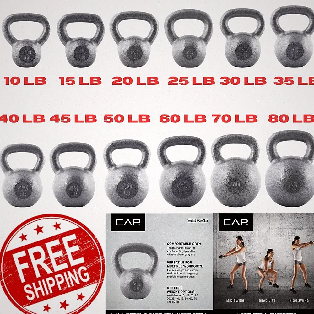 CAP Barbell Cast Iron Kettlebell Single 10-80 Pounds Strength Training Weights