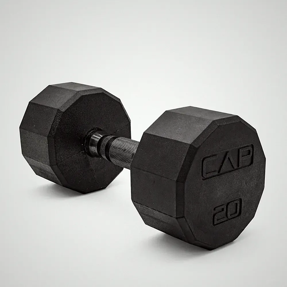 CAP Barbell Coated Dumbbell Weight 12-Sided Black Handle 20 lbs Dumbbell Single