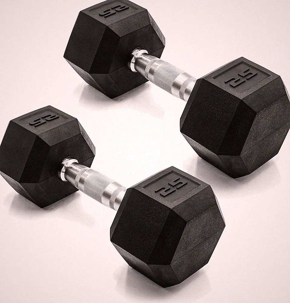 CAP Barbell Coated Dumbbell Weight | 50 lb - Set (25 x 2), Chrome Handles