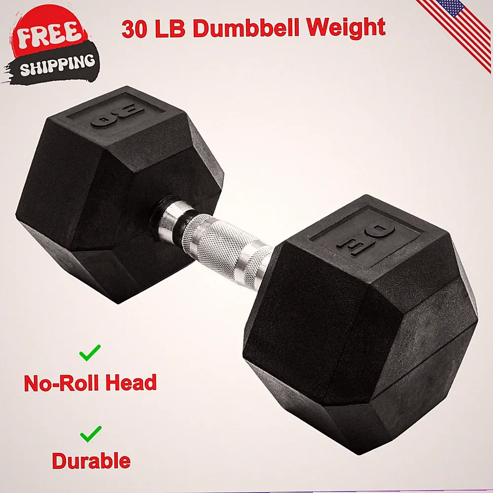 CAP Barbell Coated Hex Dumbbell Weight 30 lbs - Single, Hex-shaped No-Roll Head