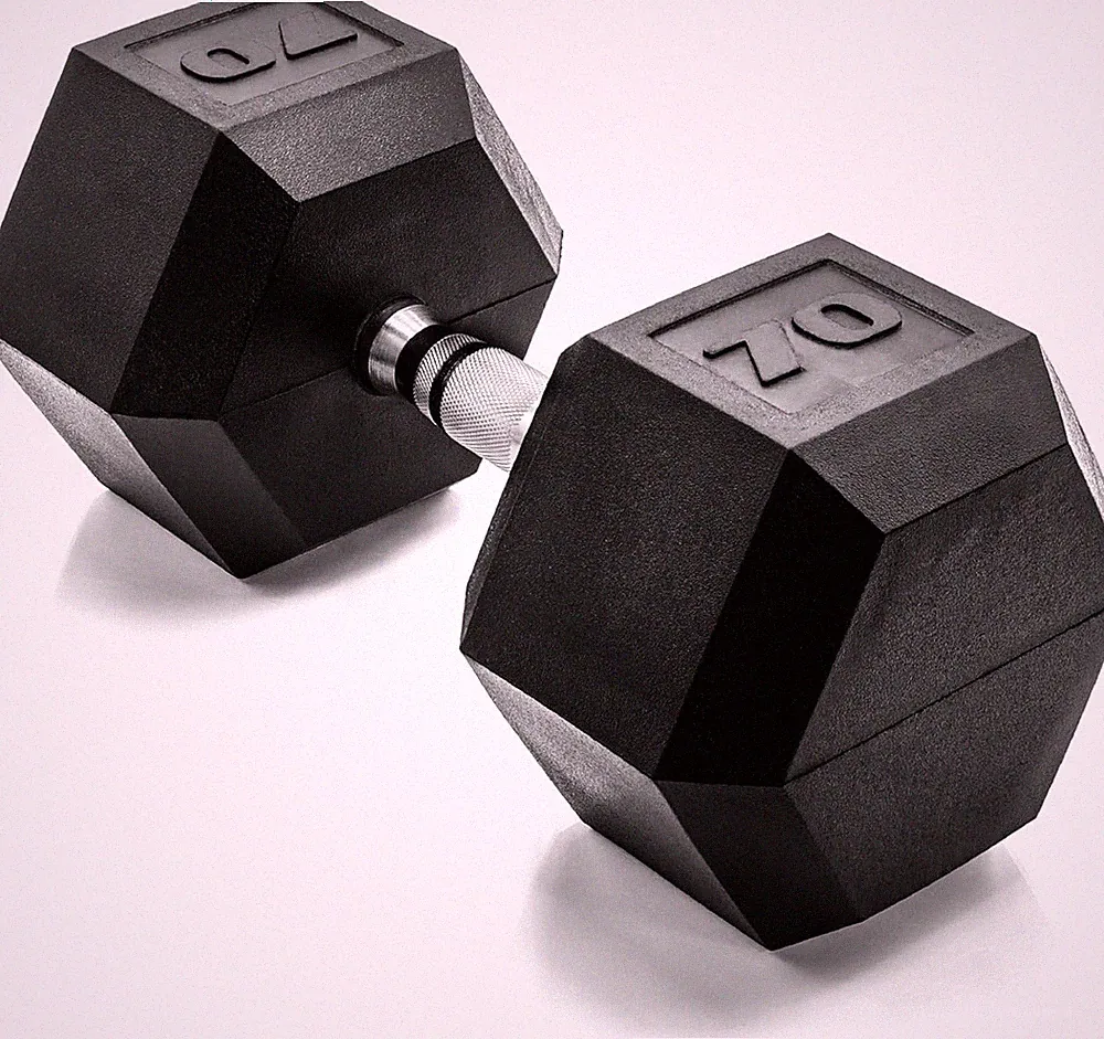 CAP Barbell Coated Hex Dumbbell Weight, Chrome Handle, 70 lb