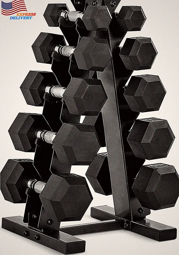 CAP Barbell Dumbbell Set with Rack 150Lbs Chrome Handles FREE SHIPPING USA