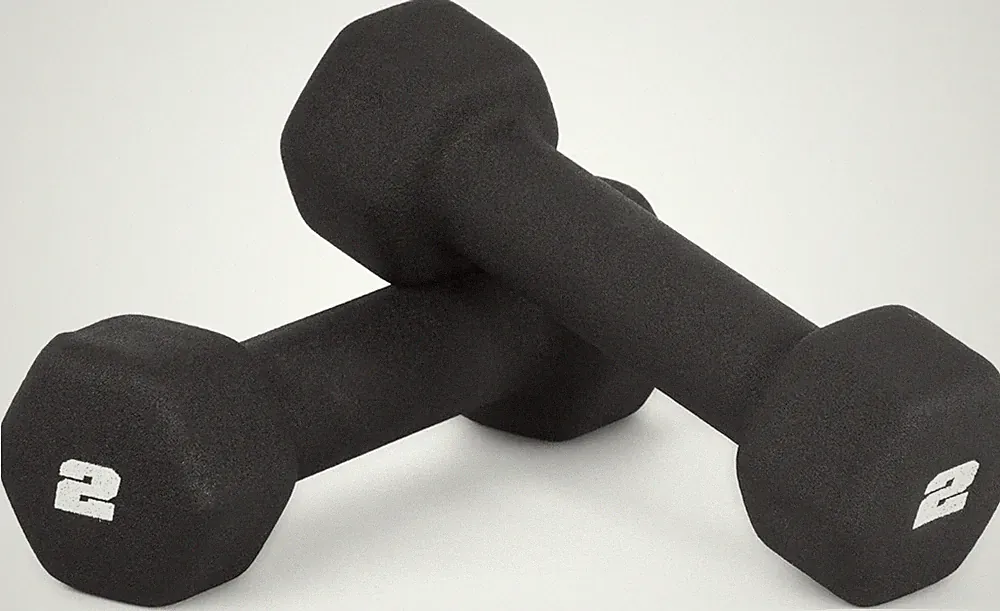 CAP Barbell Neoprene Dumbbell Hand Weights Pair Black Hex Non-Slip Home Gym