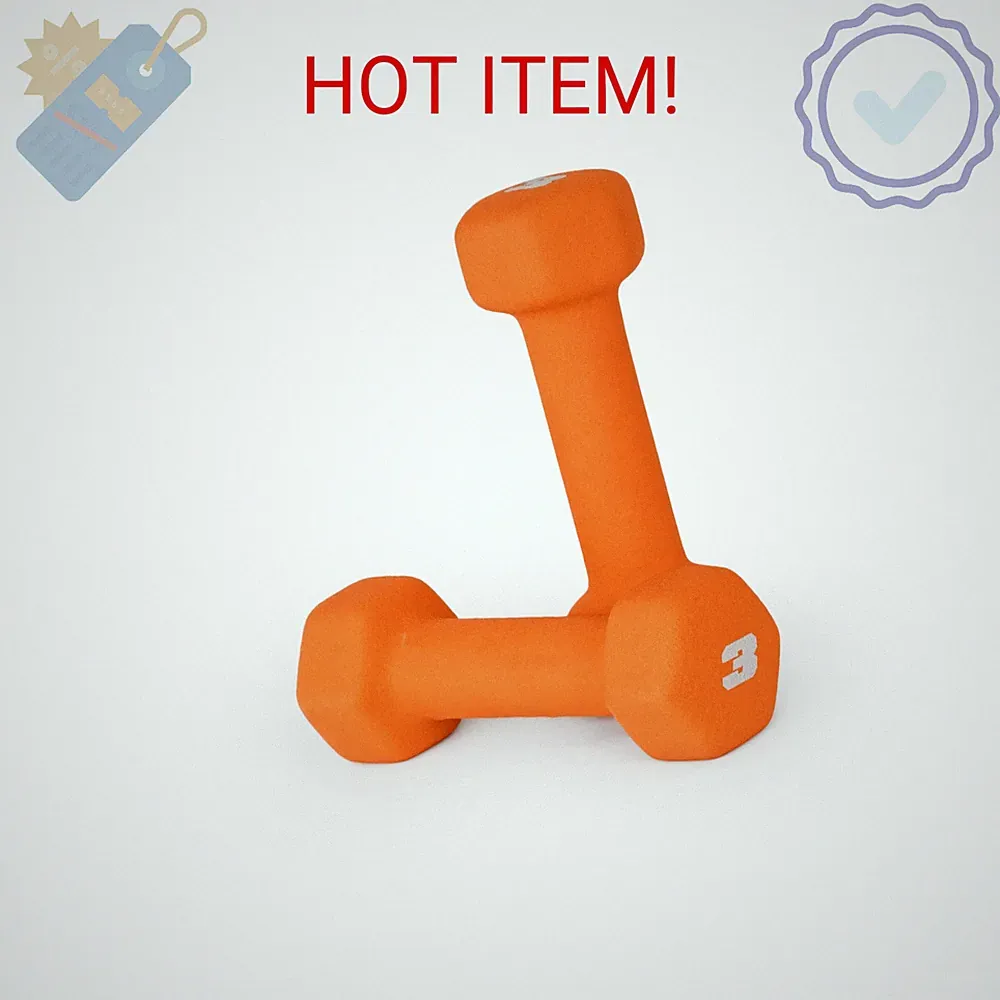 CAP Barbell Neoprene Dumbbell Weights, 3 lb Pair, Spiced Orange