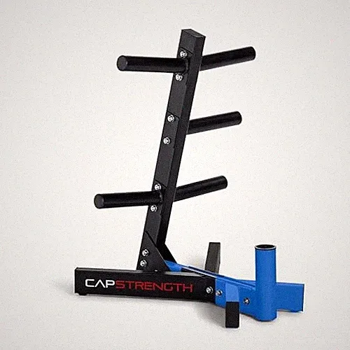 CAP BARBELL OLYMPIC PLATE TREE STORAGE RACK FOR WEIGHTS AND BAR BLUE