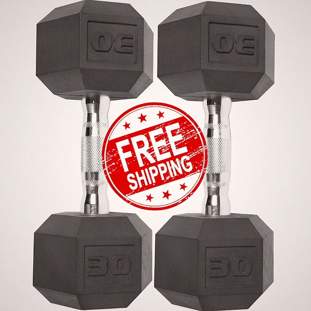 CAP Barbell Rubber 30 Lb Pair Set of 2 Coated Hex Dumbbells Weights 60 Pounds