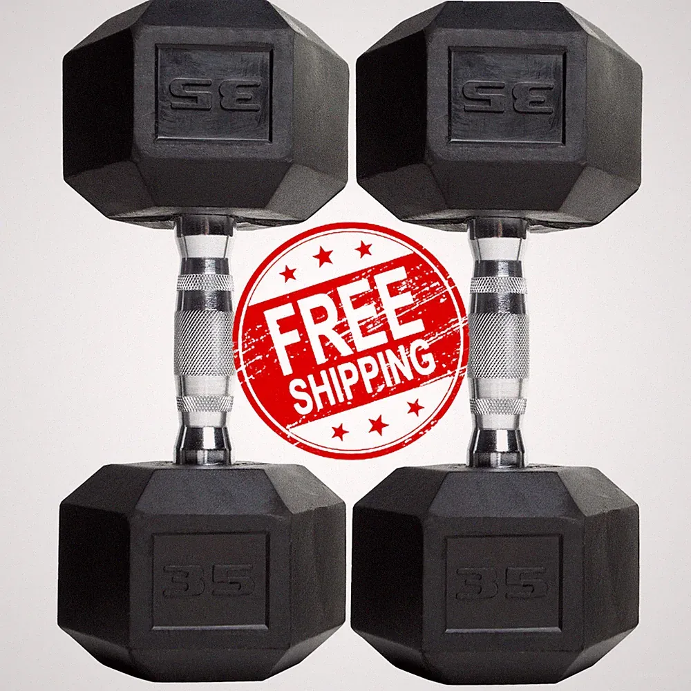 CAP Barbell Rubber 35 Lb Pair Set of 2 Coated Hex Dumbbells Weights 70 Pounds