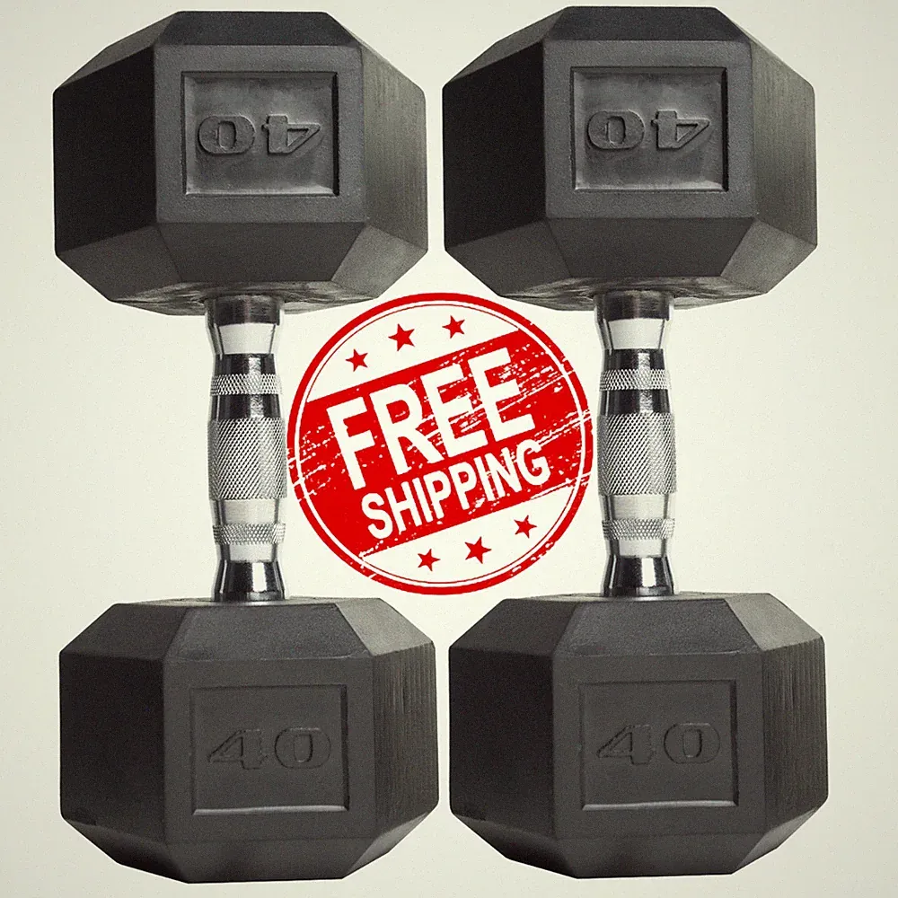 CAP Barbell Rubber 40 Lb Pair Set of 2 Coated Hex Dumbbells Weights 80 Pounds