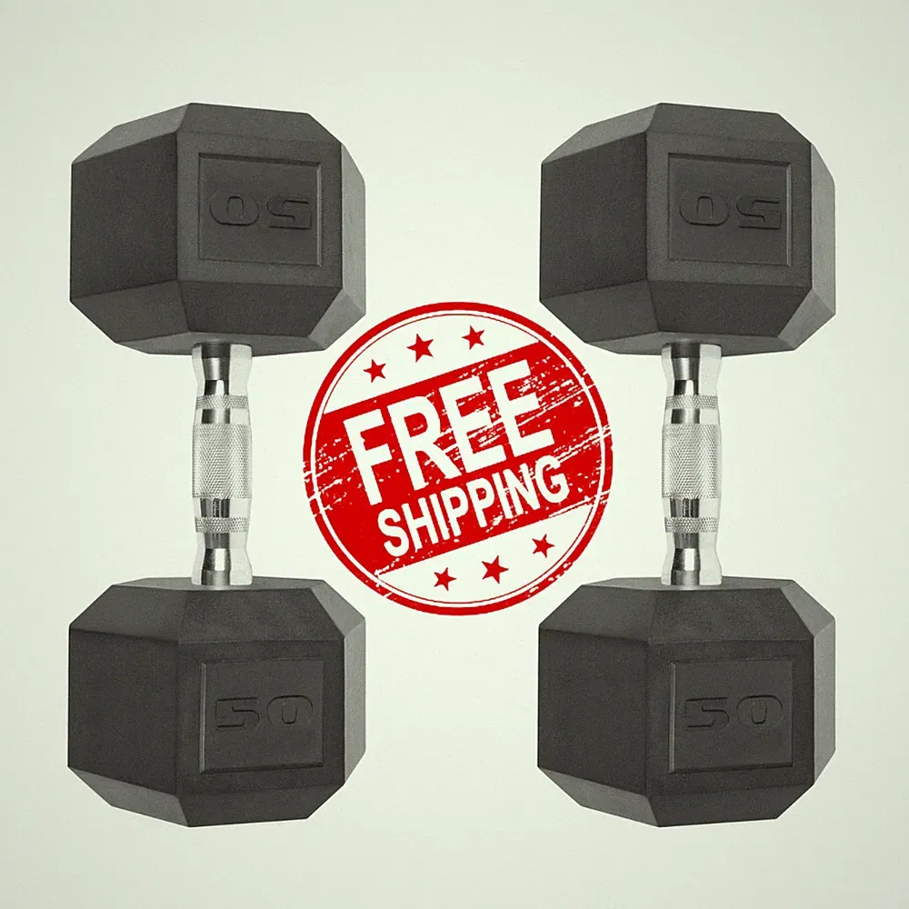 CAP Barbell Rubber 50 Lb Pair Set of 2 Coated Hex Dumbbells Weights 100 Pounds