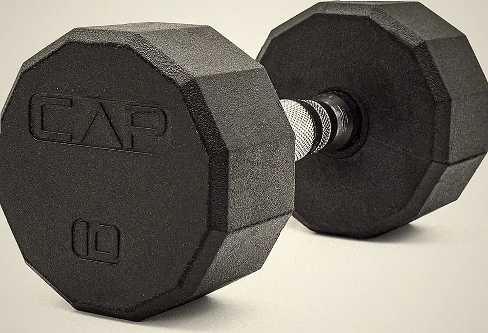 CAP Barbell Rubber Coated 12-Sided Hex Dumbbell Single 10-120 lb Anti Roll