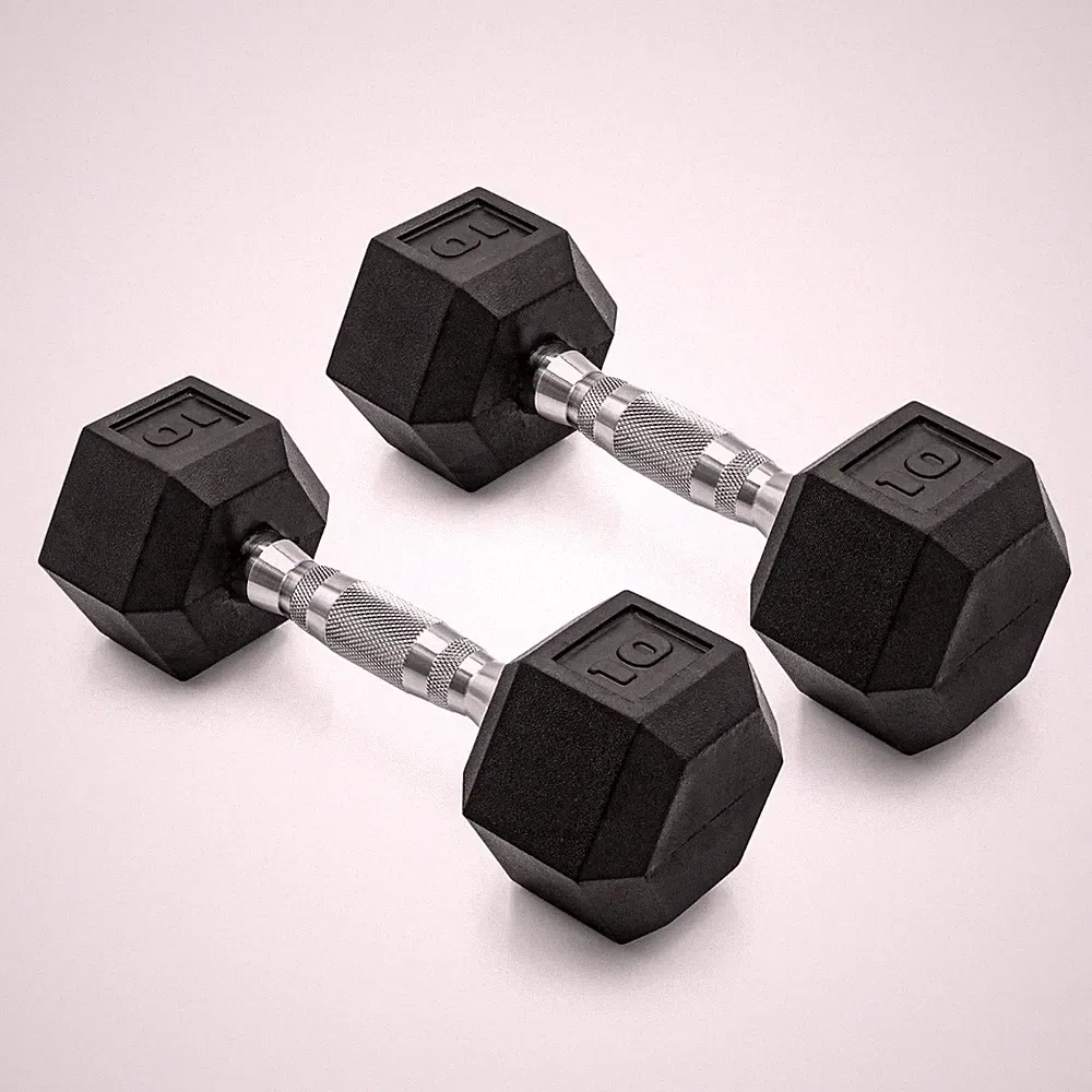 CAP Barbell Rubber Hex Dumbbell Pair 10lb, 12lb, 15lb, 20lb Steel Handle